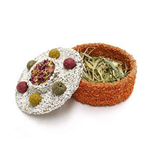 Load image into Gallery viewer, Bunny Birthday Cake with lid off showing 'salad' inside dried grasses and leaves inside