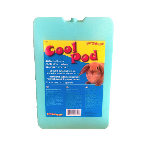Snuggle Safe Cool Pod with text 'Cool Pod - automatically cools down when your pet sits on it'
