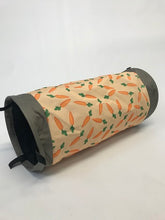Load image into Gallery viewer, Fabric Tunnel with carrot design showing velcro fastenings
