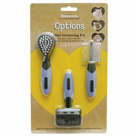 A packet of 3 brushes and combs for pet grooming.