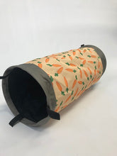 Load image into Gallery viewer, Fabric Tunnel with carrot design showing velcro fastenings

